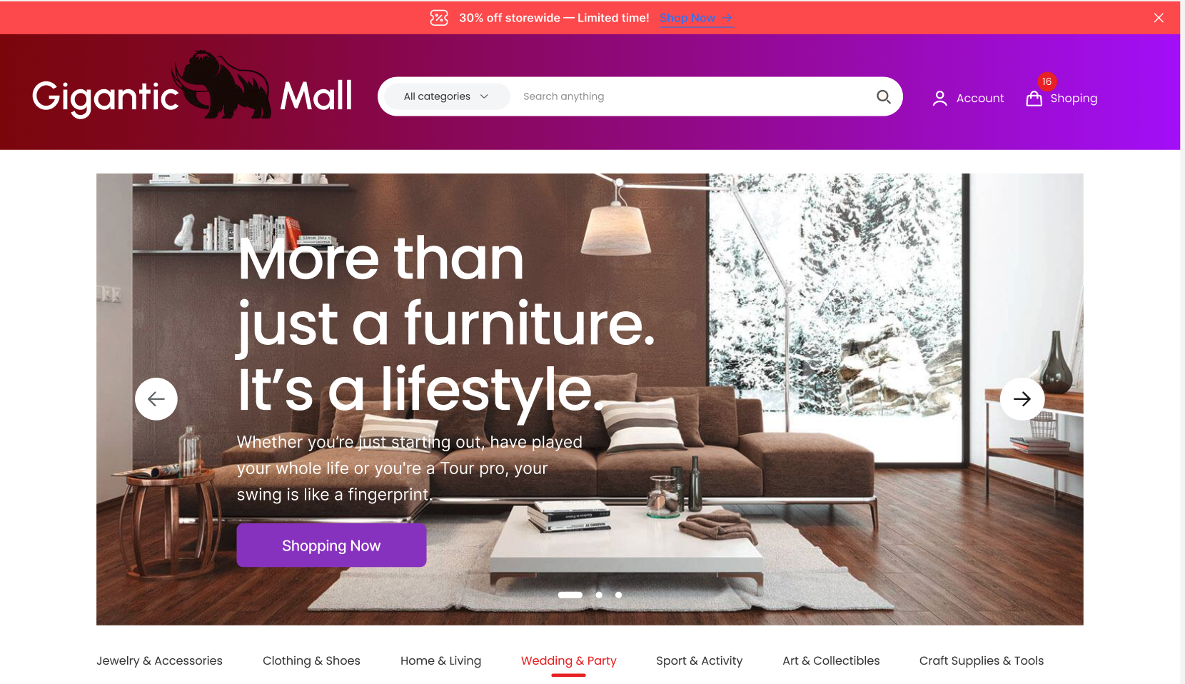 Gigantic Mall Ecommerce Website